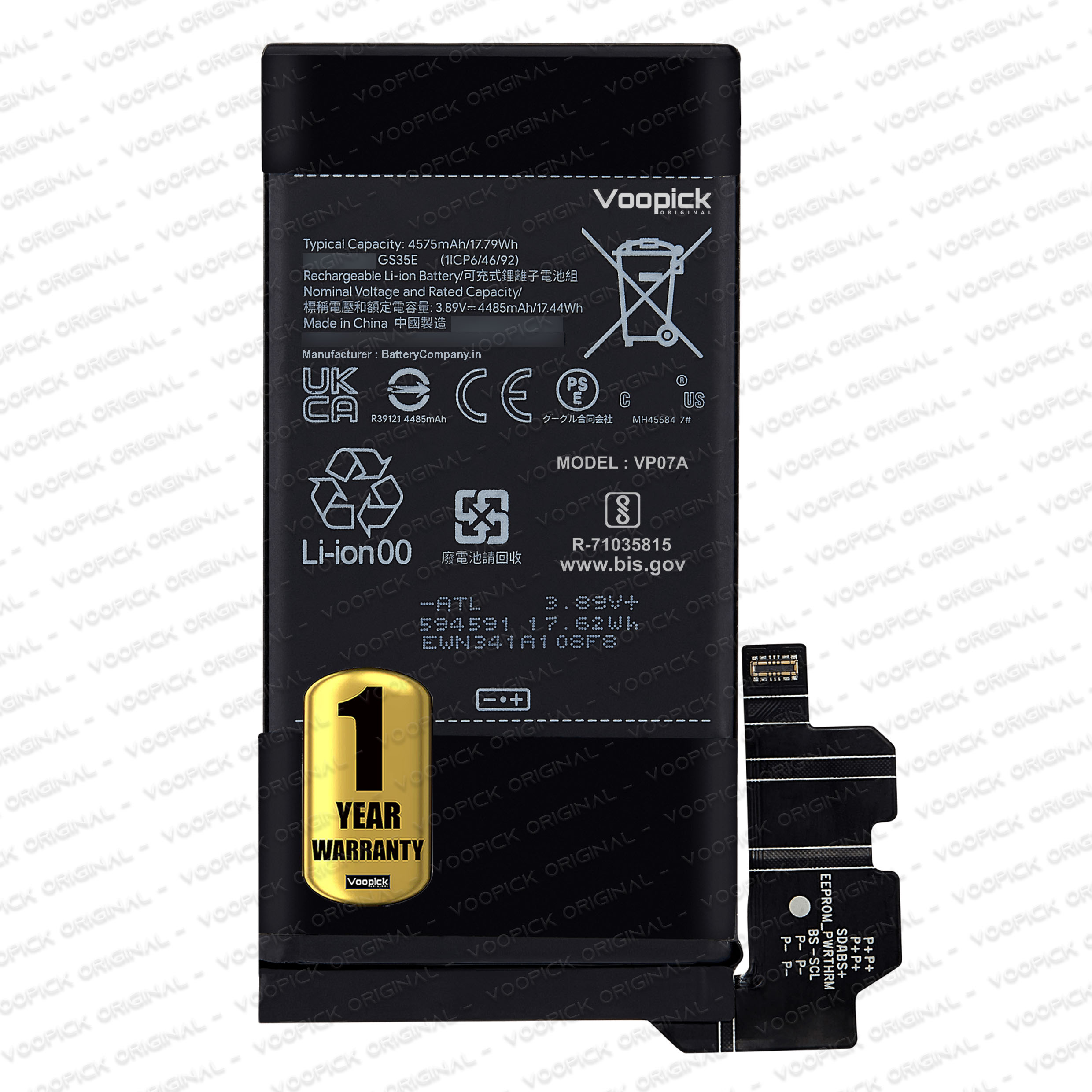 100% Original GS35E Battery For Google Pixel 8 (GKWS6, G9BQD, GA04851-US, GZPFO, GPJ41) with 1 Year Warranty. [4575mAh-Capacity]