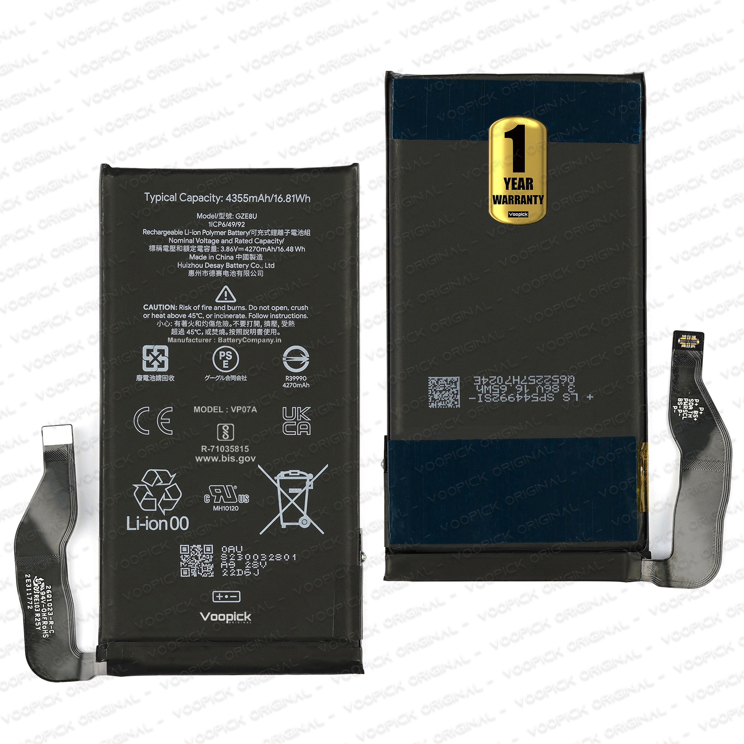 100% Original GZE8U Battery For Google Pixel 7 (GVU6C, GQML3, GO3Z5) with 1 Year Warranty. [4355mAh-Capacity]