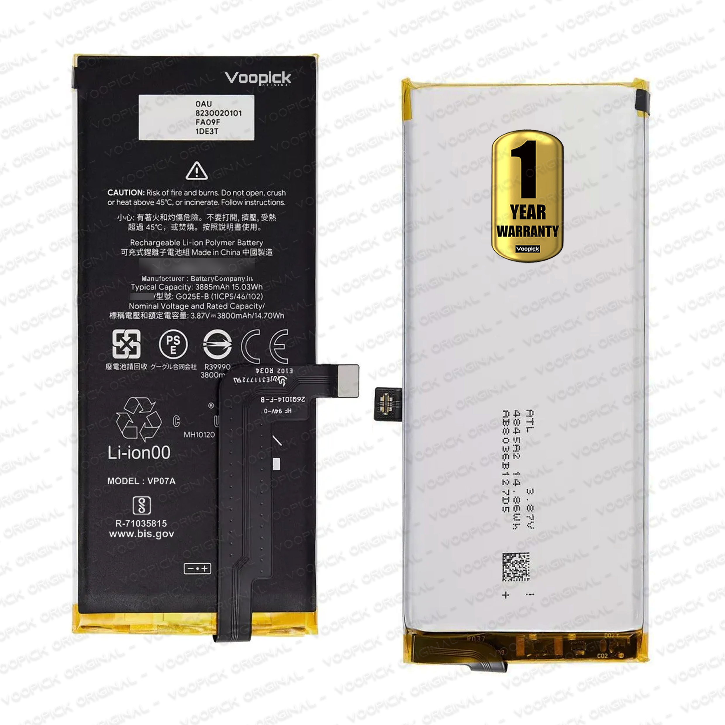 100% Original G025E-B Battery For Google Pixel 4a 5G (GD1YQ, G025I, G025E, G025H, G6QU3) with 1 Year Warranty. [3885mAh-Capacity]