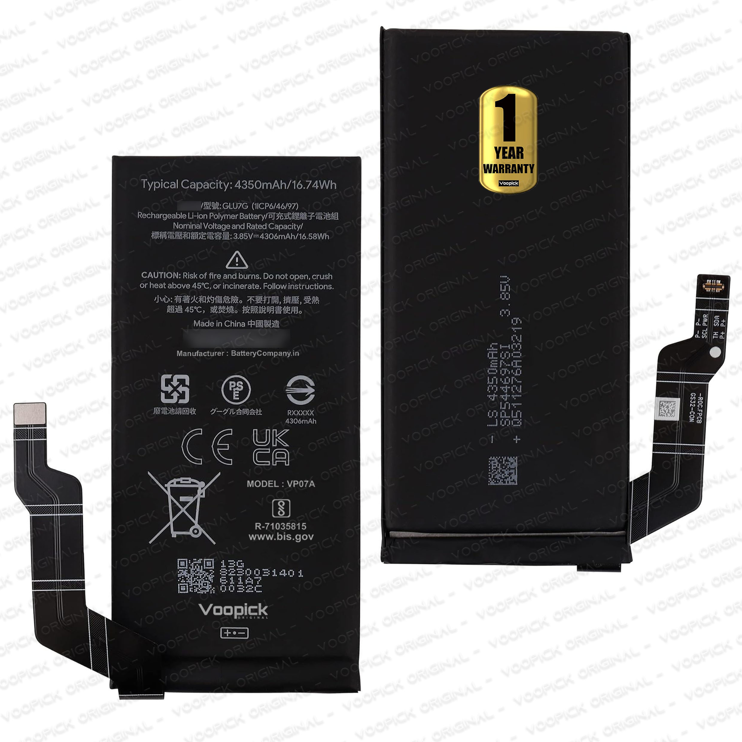100% Original GLU7G Battery For Google Pixel 6a [5G] (GX7AS, GB62Z, G1AZG, GB17L) with 1 Year Warranty. [4410mAh-Capacity]