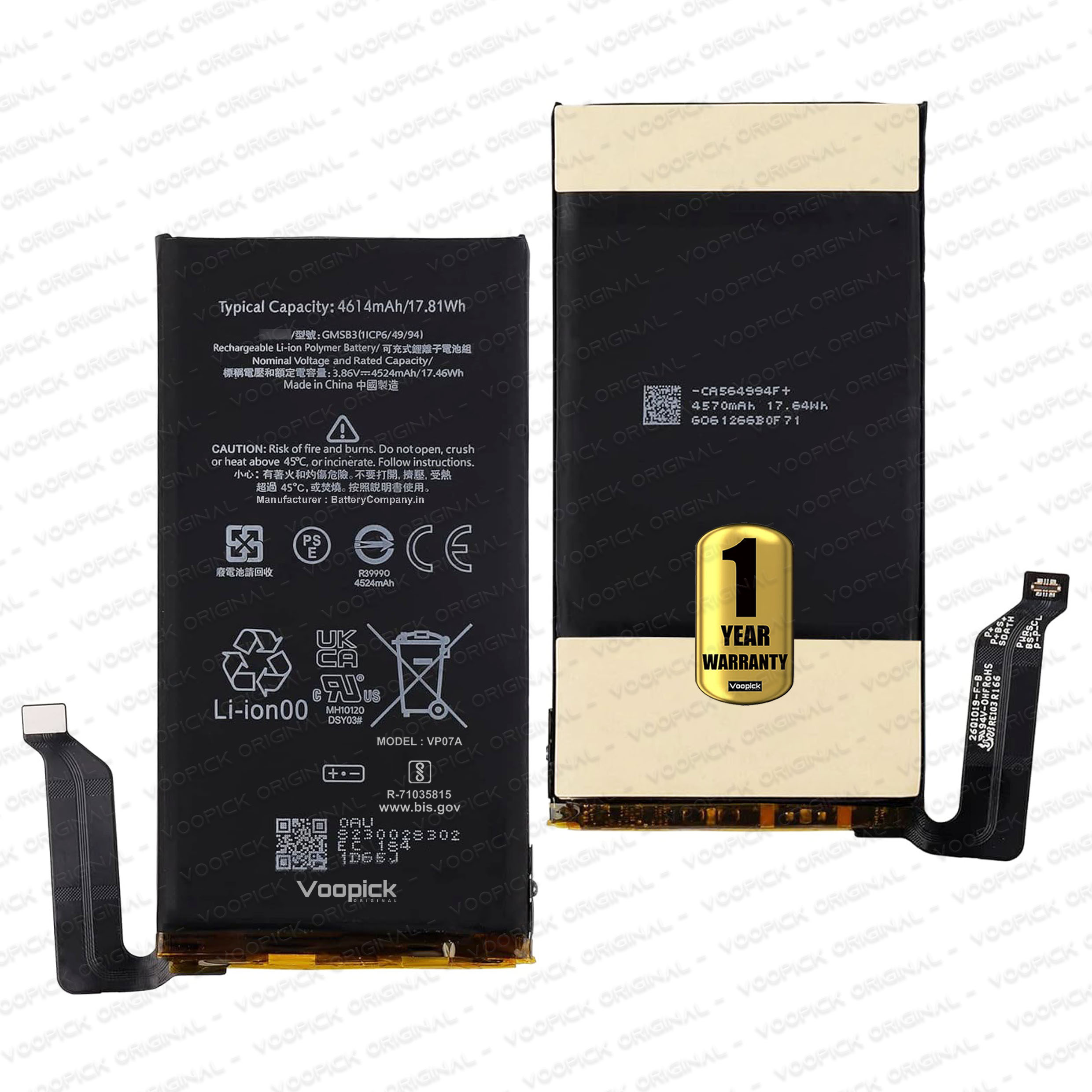 100% Original GMSB3 Battery For Google Pixel 6 (GB7N6, G9S9B16, G9S9B, GR1YH) with 1 Year Warranty. [4614mAh-Capacity]